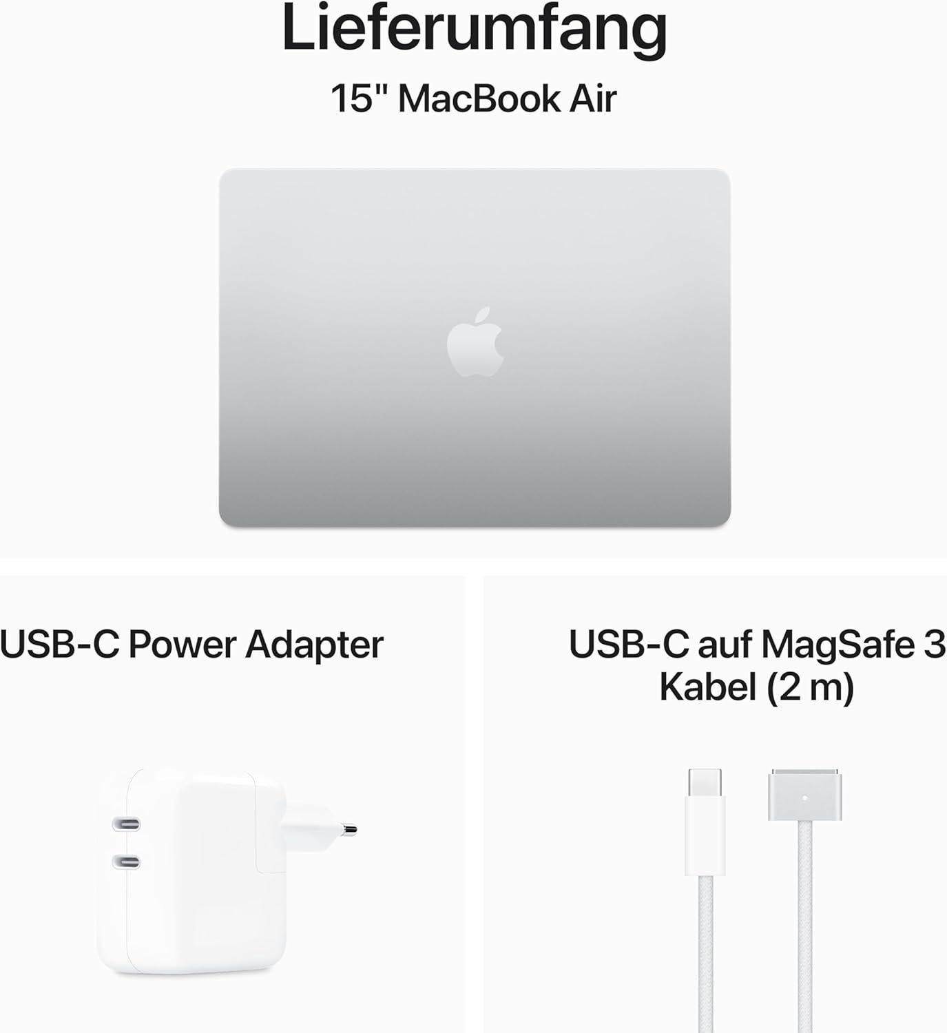 Apple 2024 15" MacBook Air Laptop mit M3 Chip: 15,3" Liquid Retina Display, 8 GB gemeinsamer Arbeitsspeicher, 512 GB SSD Speicher, beleuchtete Tastatur, 1080p FaceTime HD Kamera, Touch ID, Silber – Bild 6